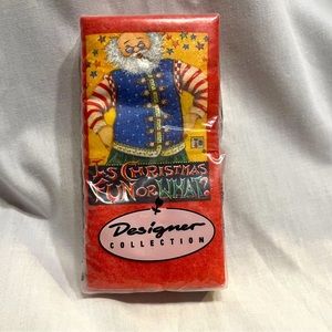 New VINTAGE Designer Collection 10 Christmas Handkerchiefs Santa Designed